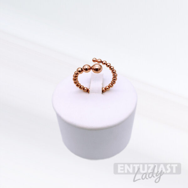 Srebrni prsten rose gold kuglice podesiv-0