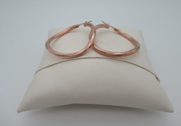 Srebrne minđuše alke rose gold elipsa-3451