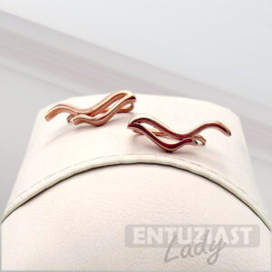 Srebrne minđuše šnalica rose gold val -0