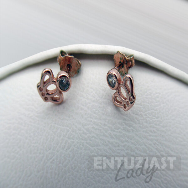 Srebrne minđuše krunica sa cirkonom rose gold-0